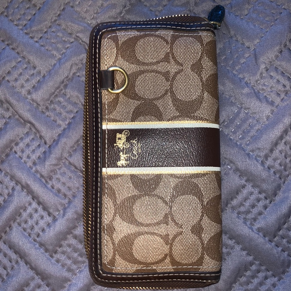Brown/tan full-size Coach wallet